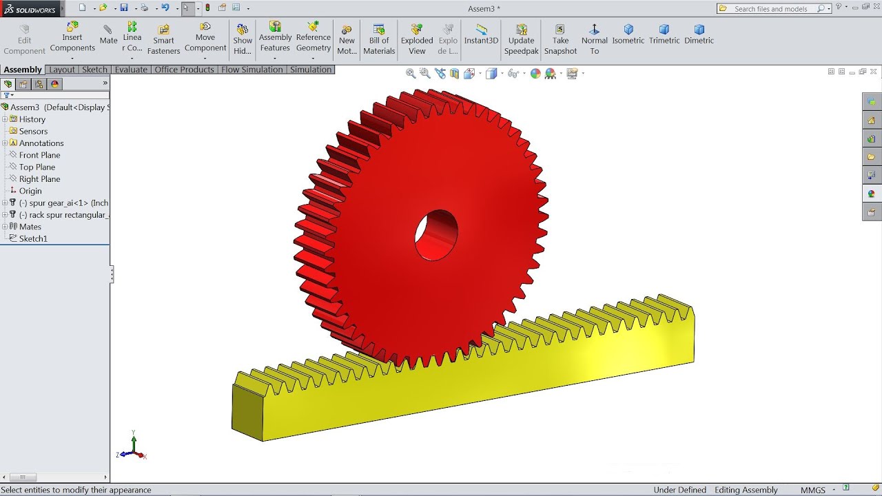 SolidWorks tutorial Rack And Pinion