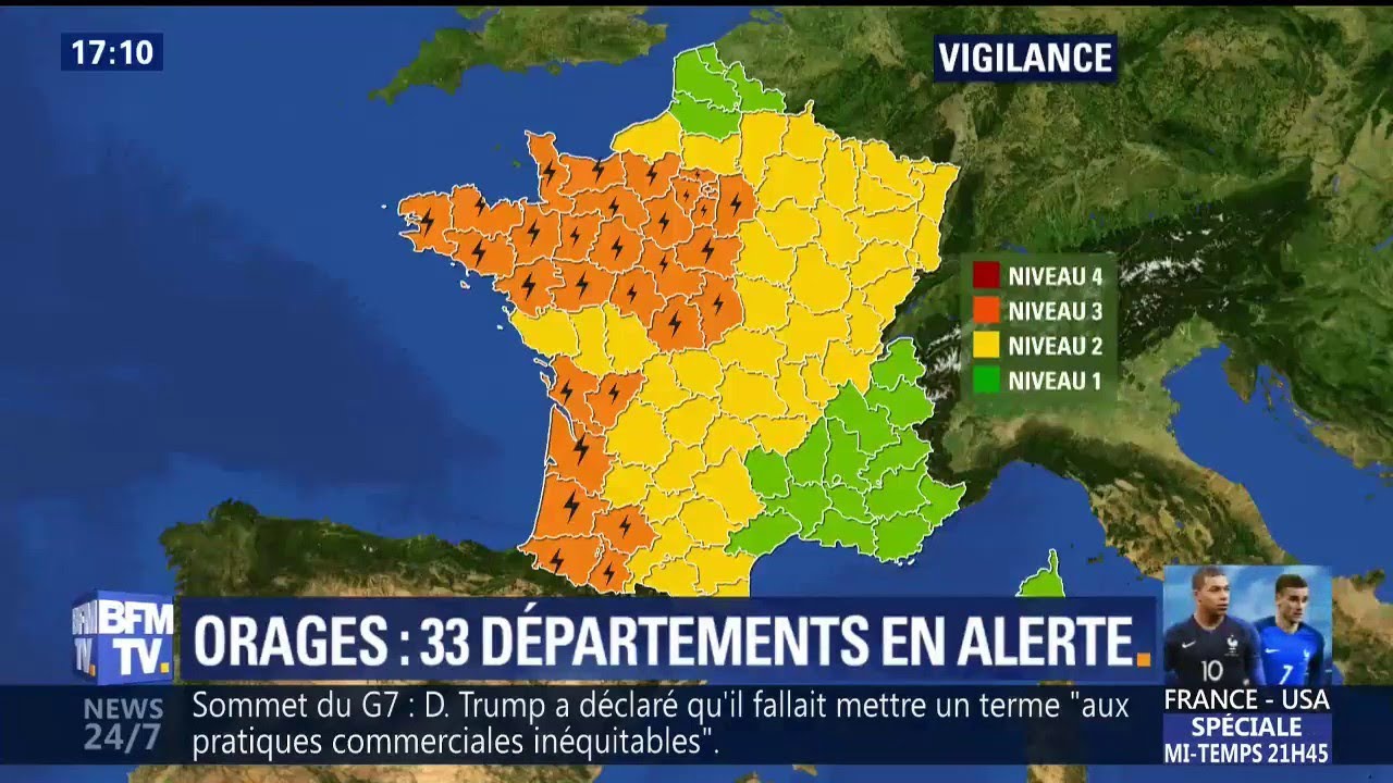 Orages: 33 départements placés en vigilance orange