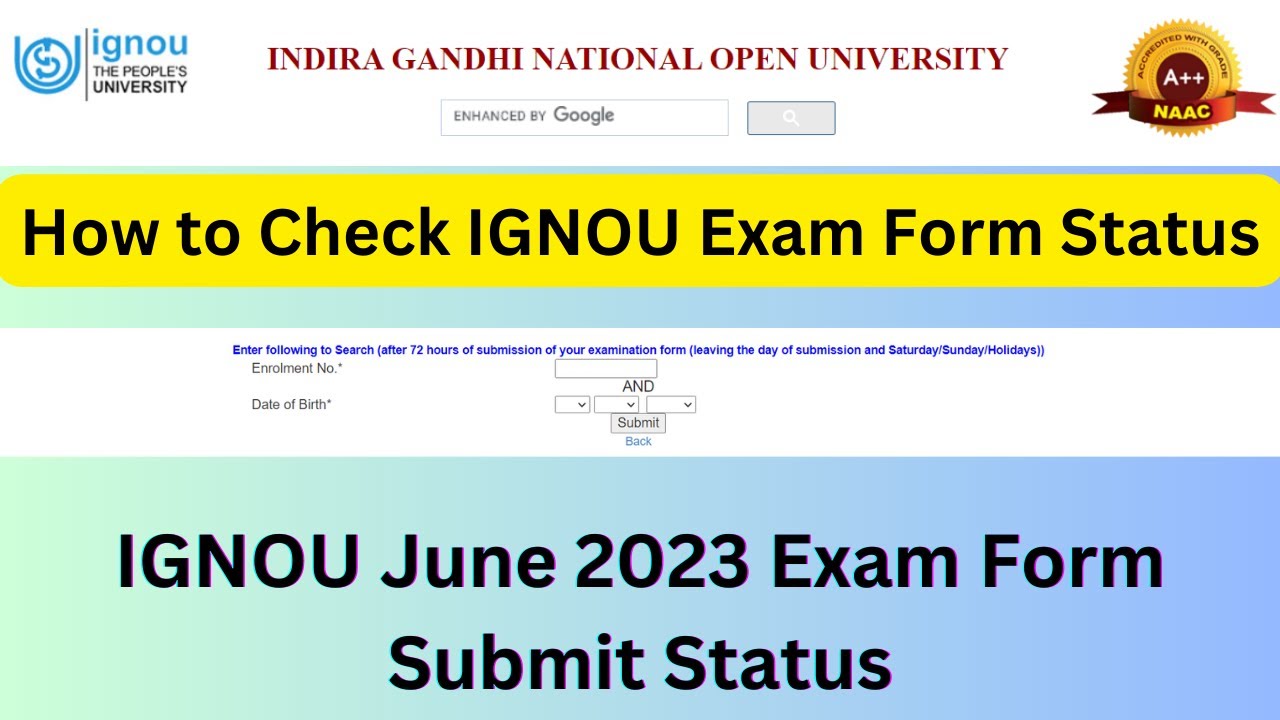 IGNOU June 2023 Exam | How to Check IGNOU Exam Form Status | IGNOU June 2023 Exam Form Submit Status