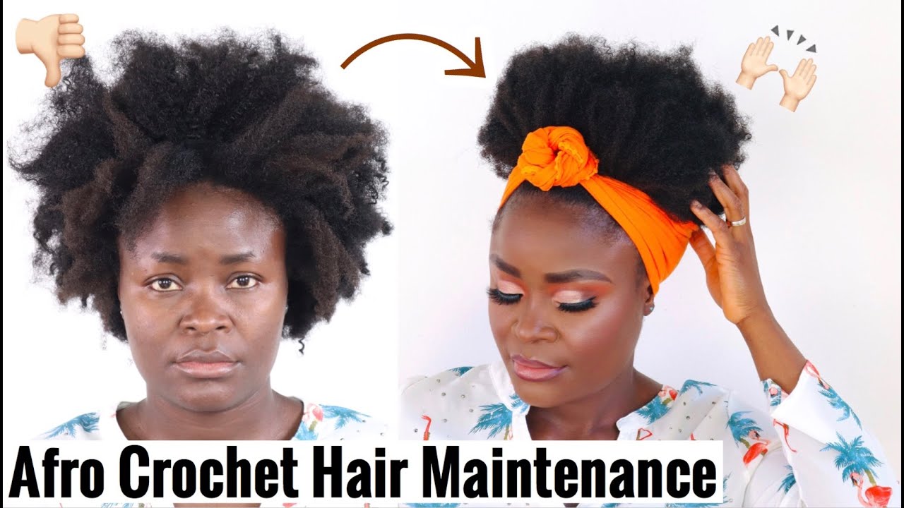 How to Revive synthetic Crochet Braids | Afro Crochet Hair Maintenance + Spring Orange Makeup!