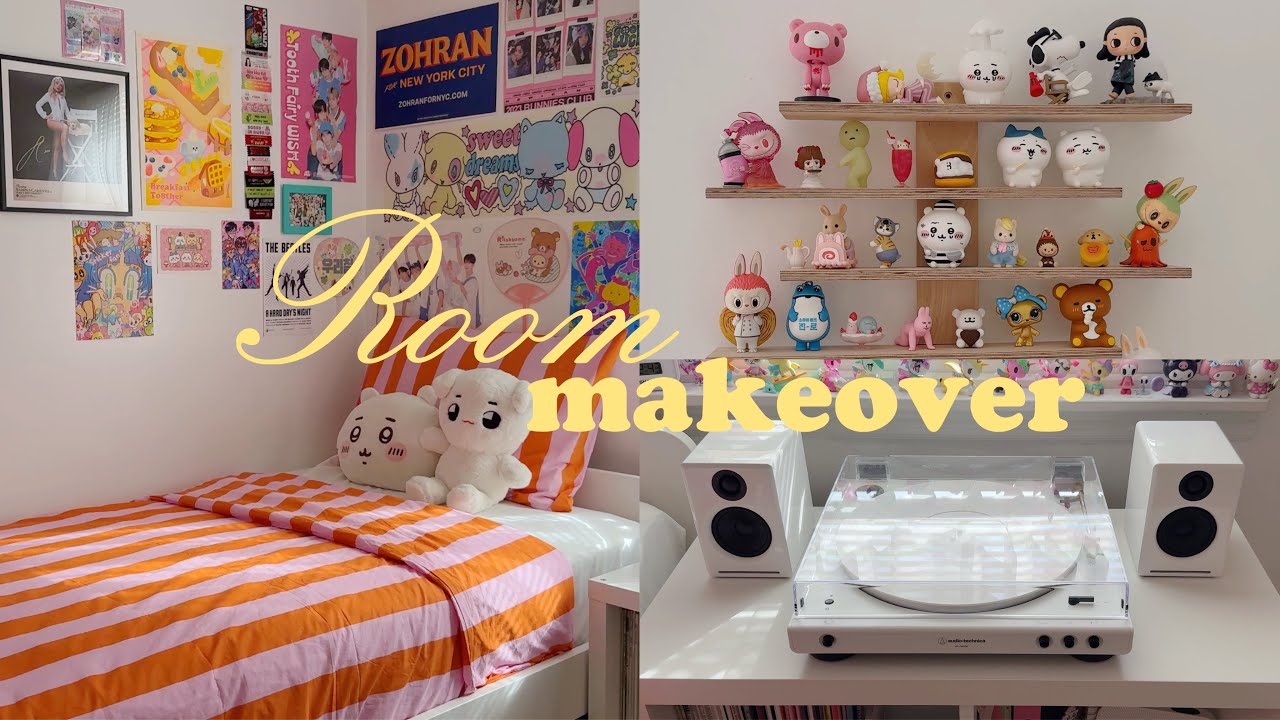 aesthetic room makeover ♡ ikea haul, kpop & kawaii trinket collection tour