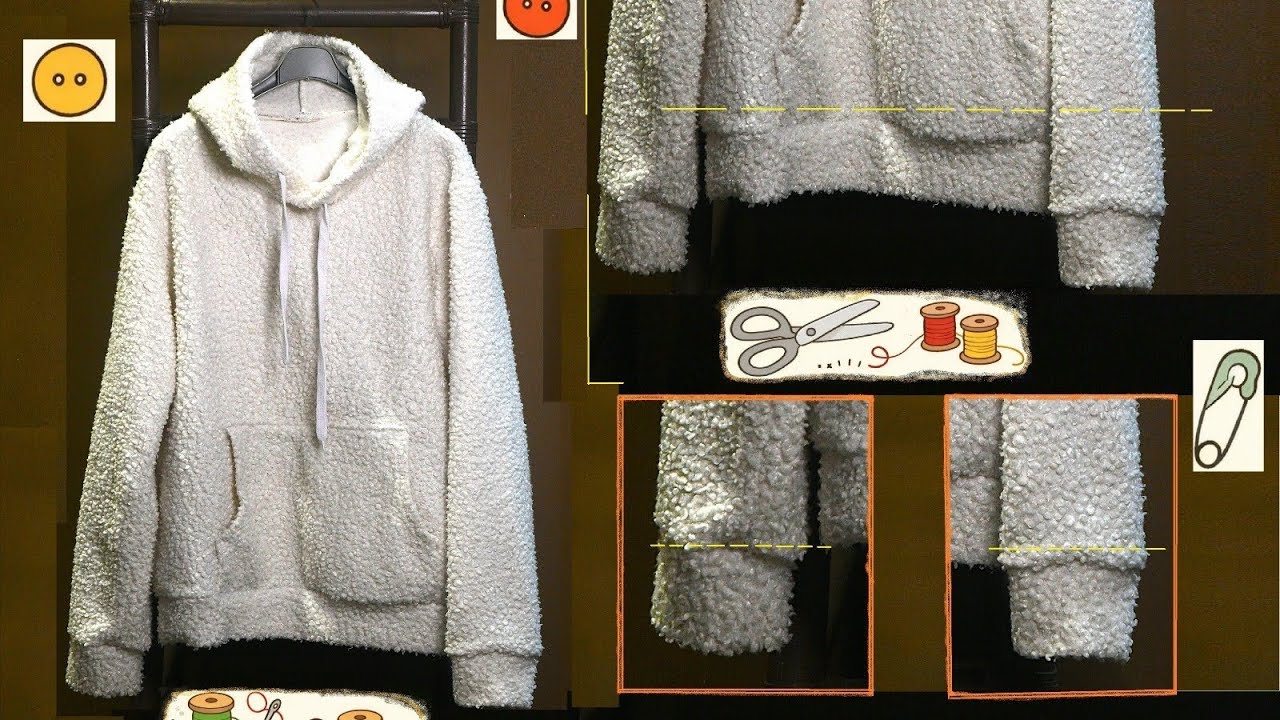 Come accorciare una felpa (sweatshirt) :  maniche e lunghezza | Tutorial DIY🧵🪡
