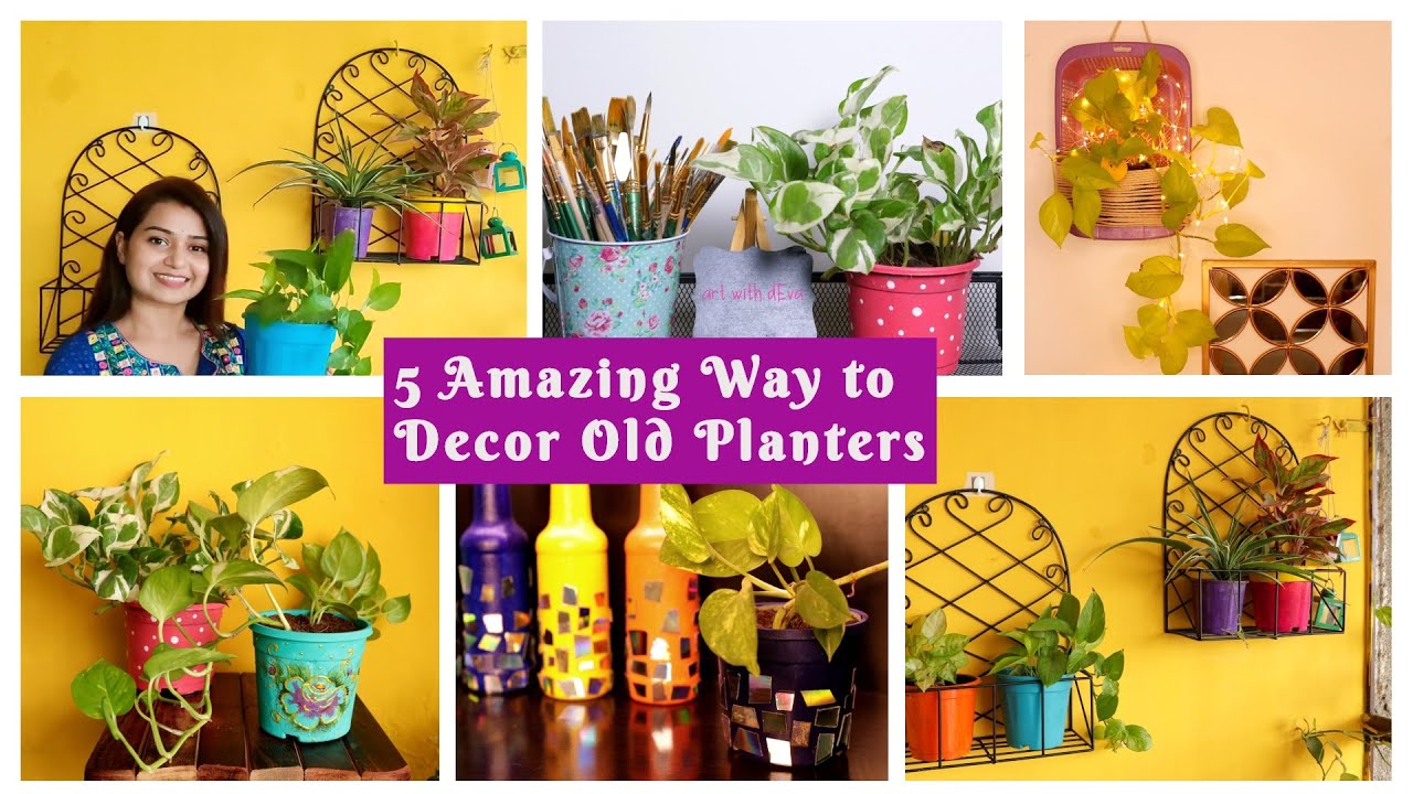 5 Amazing Way To Decor Old Planters | DIY Home Decor With Planters | Easy Hanging Planters Ideas