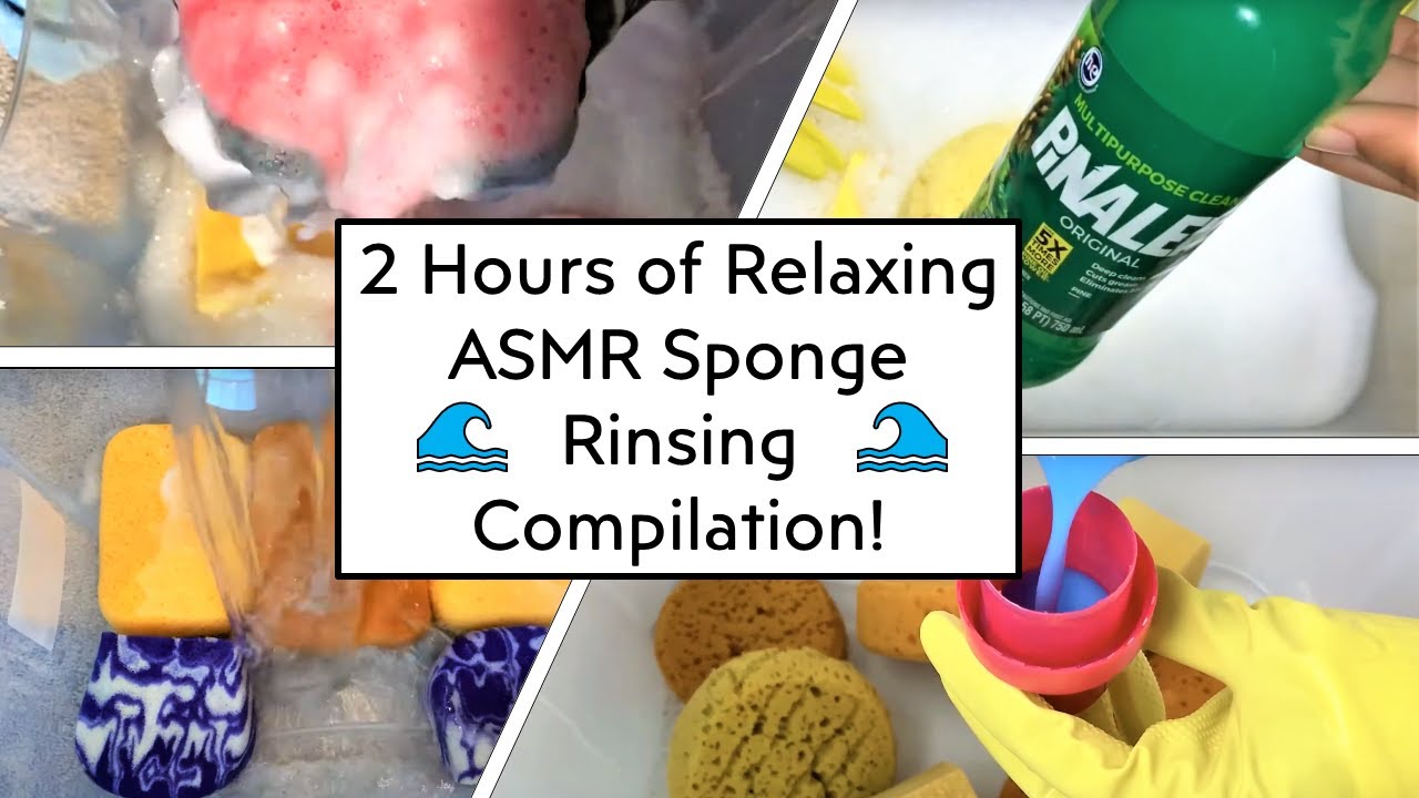 🌊🧽Requested! Over 2 Hours of Relaxing ASMR Sponge Rinsing Compilation!🧽🌊