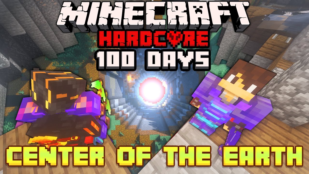We Survived 100 Days At The CENTER OF THE EARTH in Hardcore Minecraft | Duo Modded Minecraft