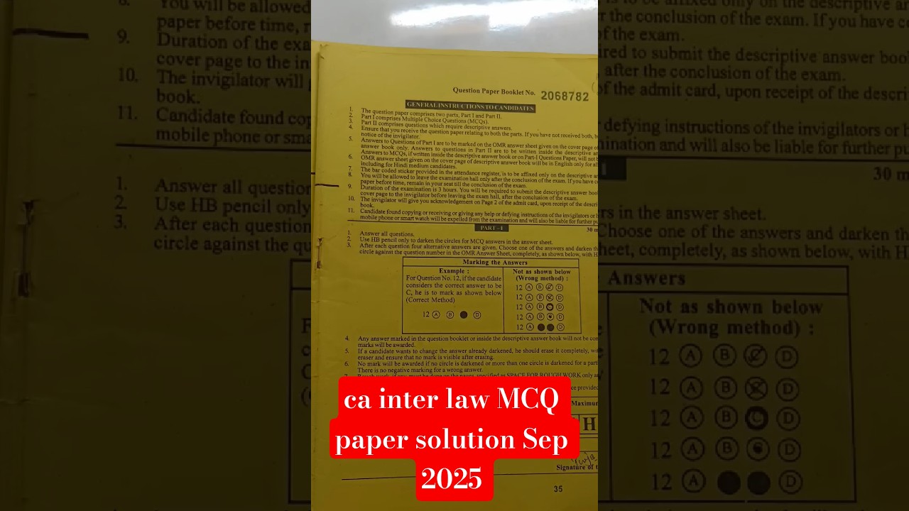 ca inter law MCQ paper solution Sep 2025 || CA inter law paper review sep 2025