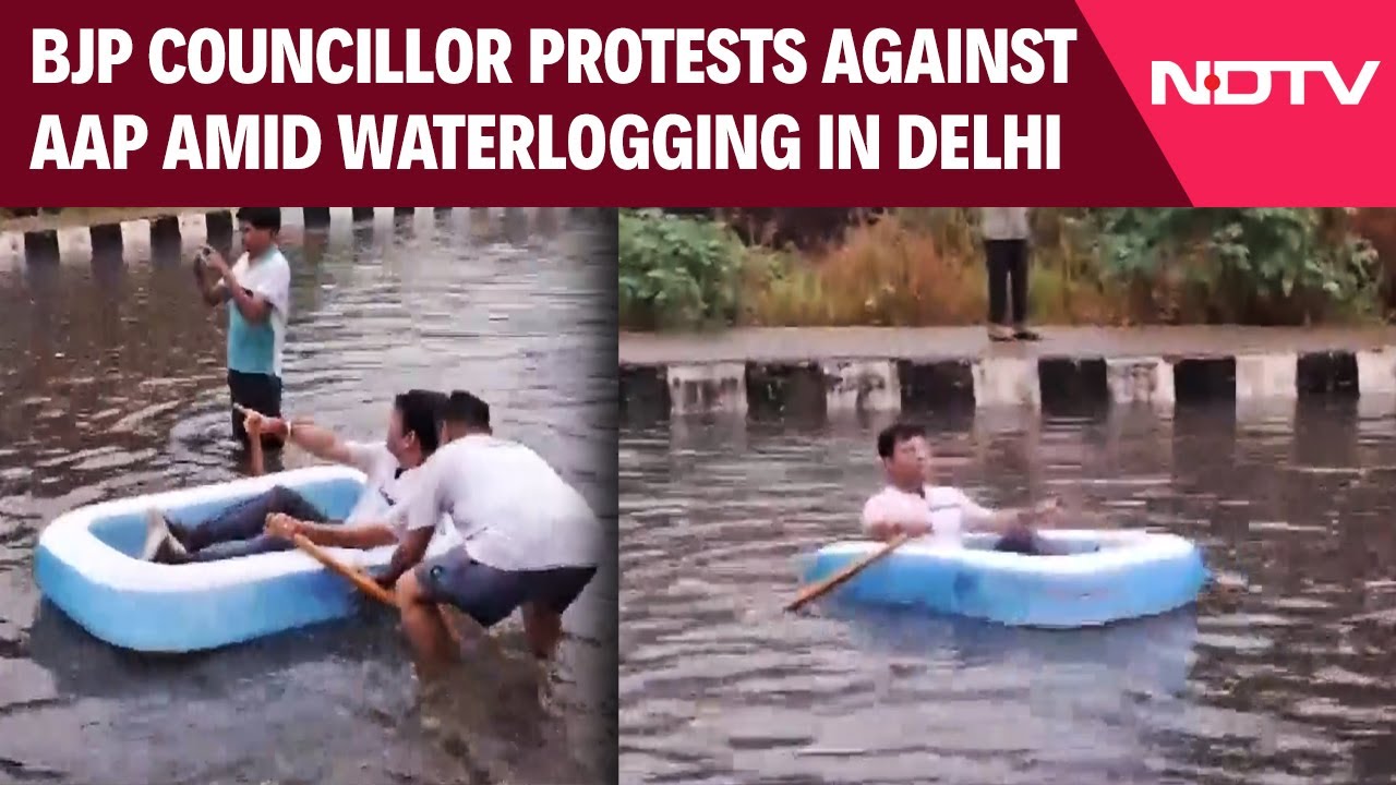 Delhi Rain Today | BJP Councillor Protests Against AAP Amid Severe Waterlogging In Delhi