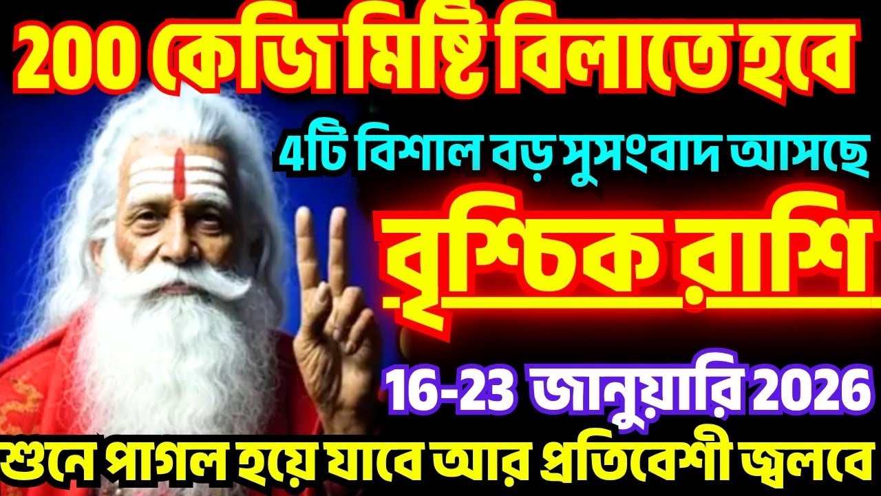 বৃশ্চিক রাশি ♏ 16 -23 জানুয়ারি 200 কেজি মিষ্টি বিলাতে হবে ♏ ঘটবে 4টি বড়ো ঘটনা 
