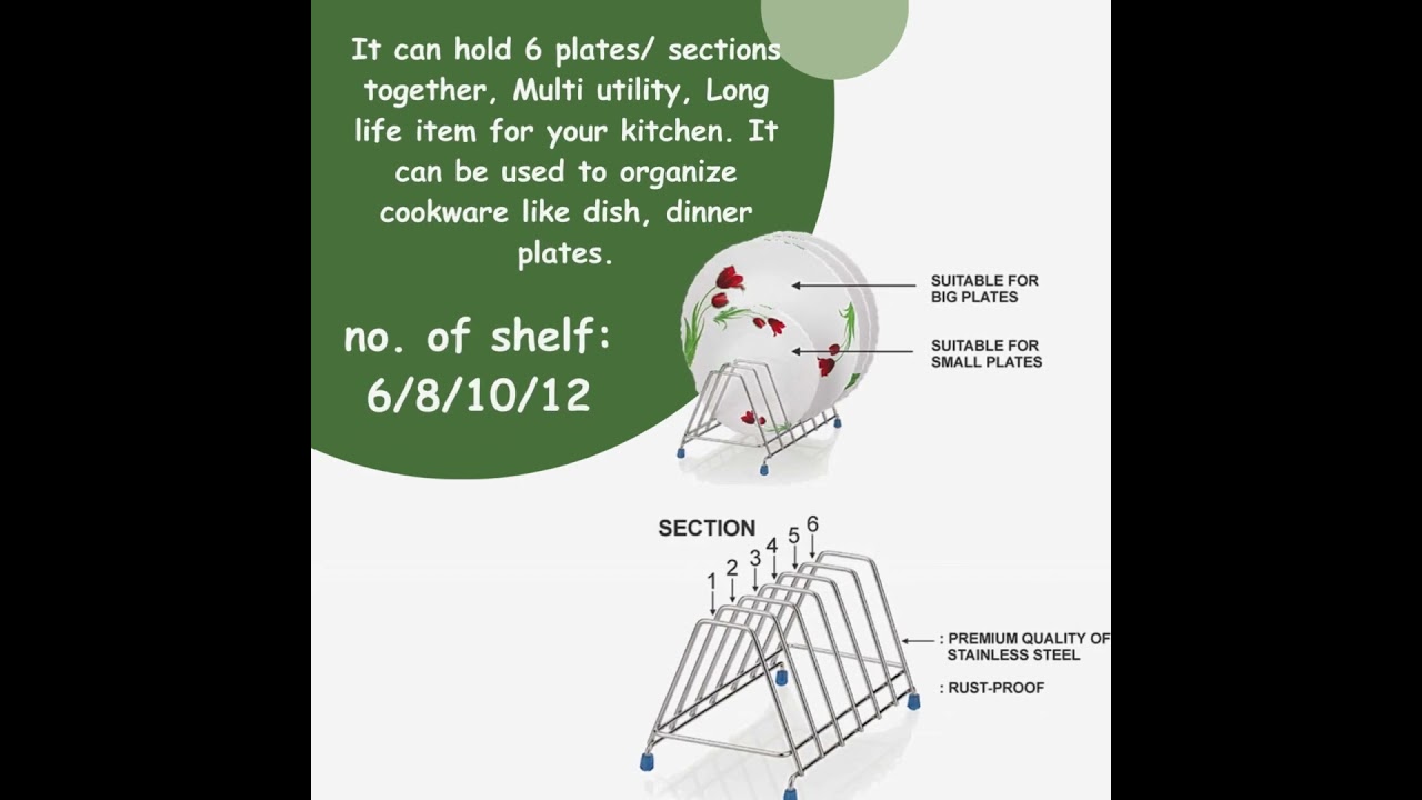 Stainless Steel Multipurpose Kitchen Plate Rack/Thali Rack/Dish Rack/Saucer Rack/Dish Drainer