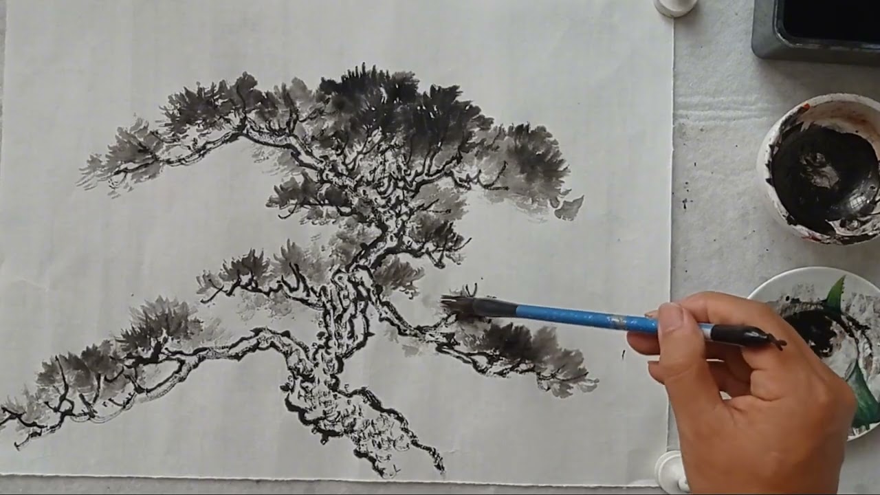 繁多的松针这样画，简单又快捷，别人还以为您画了很久。