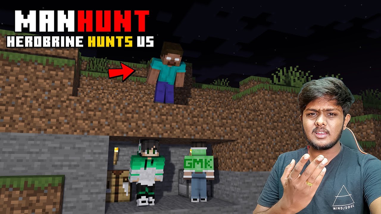 Manhunt But Herobrine Hunts Us | Minecraft In Telugu | GMK GAMER
