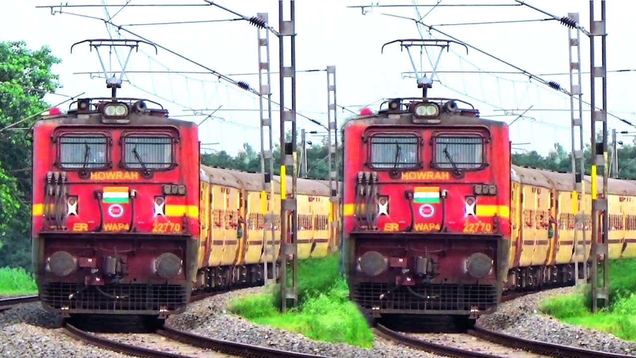 Dangerous Wap4 Locomotive Leads Azimganj Express & Bandel Katwa ICF Local Trains Skipping Huge Curve
