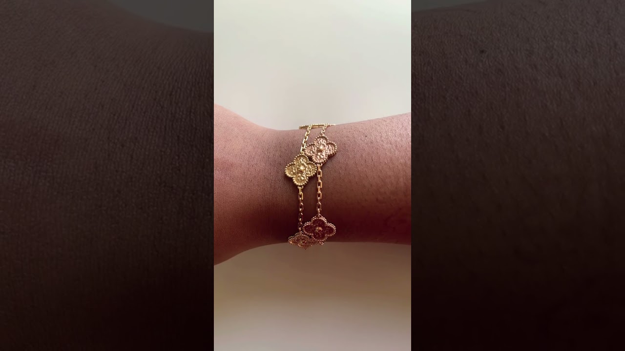 Van Cleef and Alhambra 5 motif hammered gold  #vancleefandarpels #yellowgold  #pinkgold