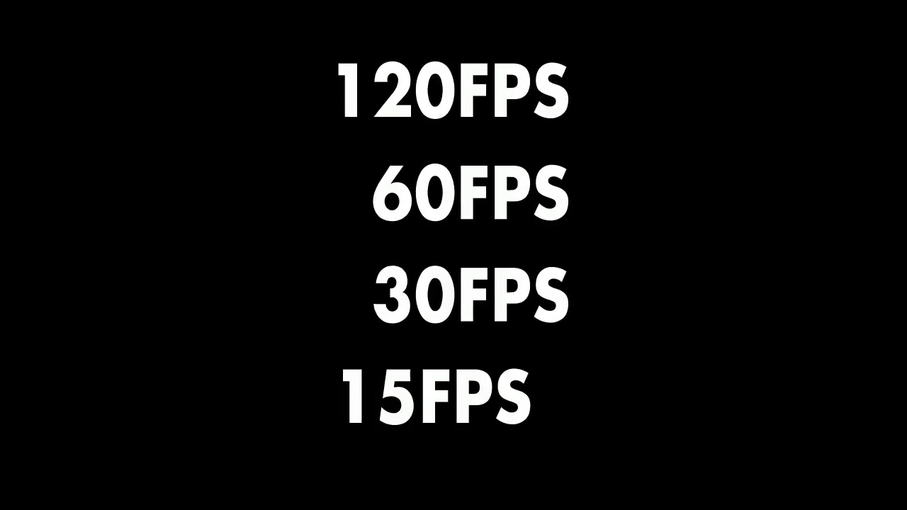 120FPS, 60FPS, 30FPS, 15FPS comparison