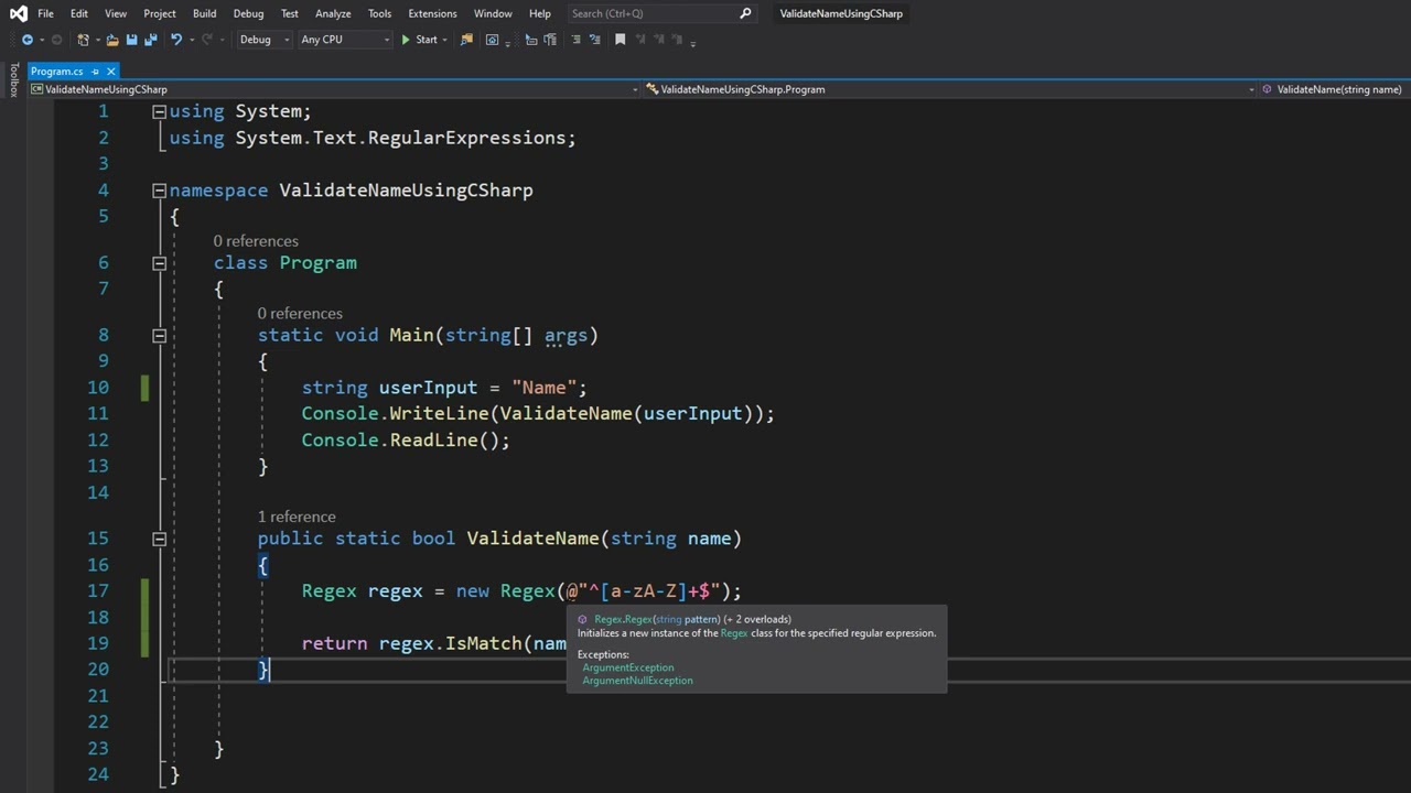 How to Validate a Name Using C# (Simple)