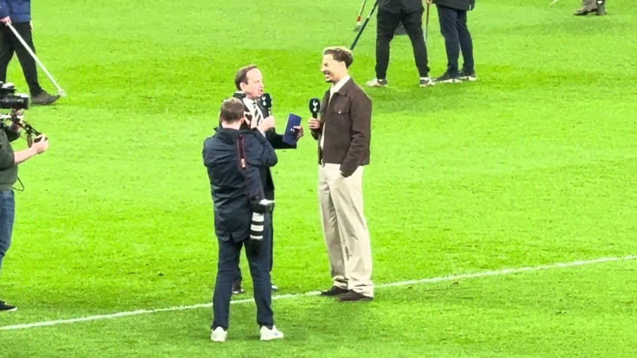 Deli Alli interview at half time at Tottenham Hotspur stadium 