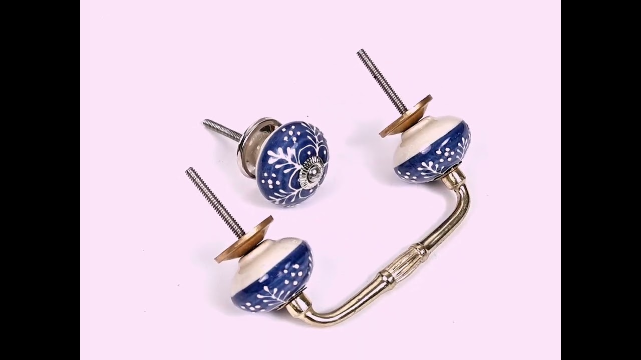 Blue And White Ceramic Kitchen Cabinet Knob & Pull BPCRK 015