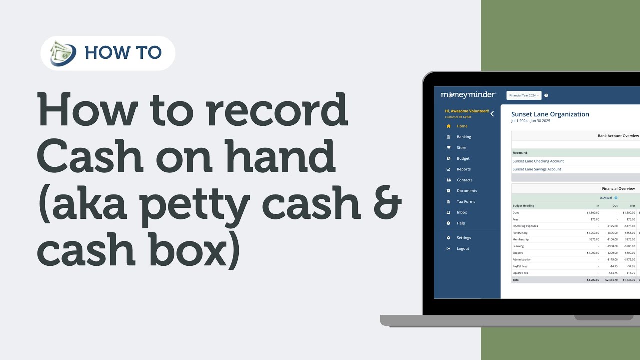 How to record Cash on hand (aka petty cash & cash box) | MoneyMinder