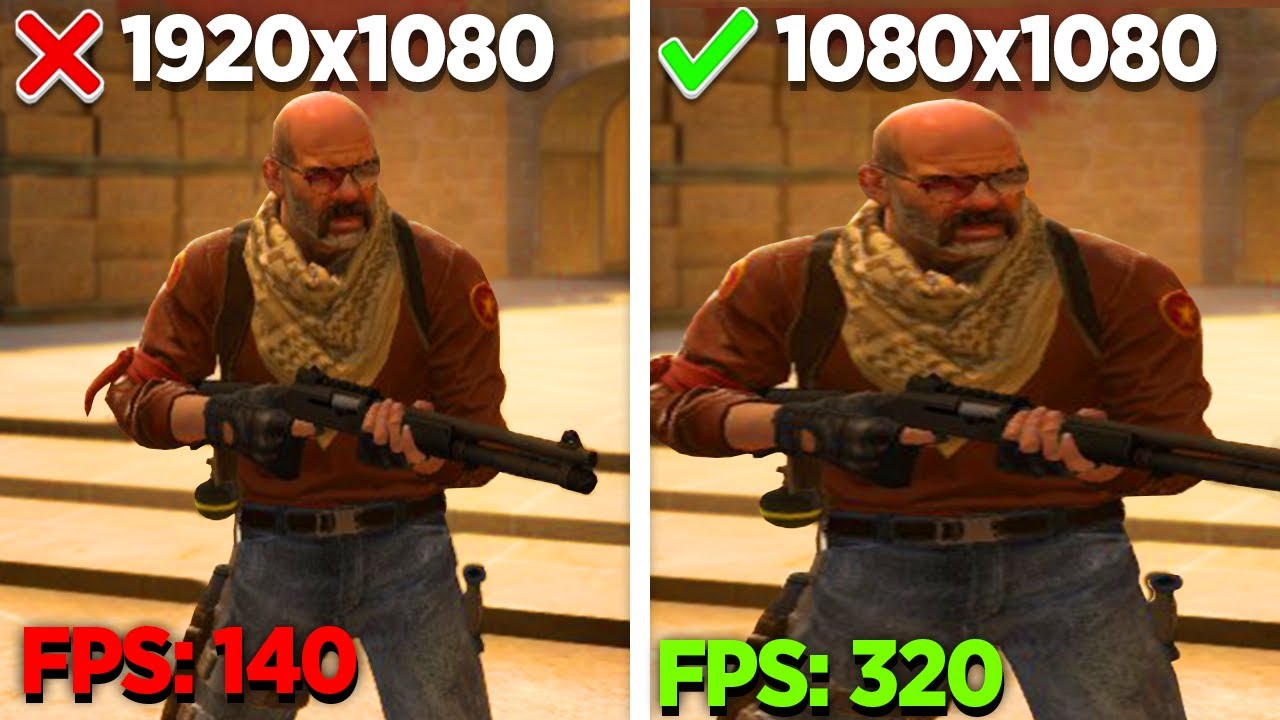 1080x1080 (Nova resolução AUMENTA FPS e Fácil dar HS) CSGO