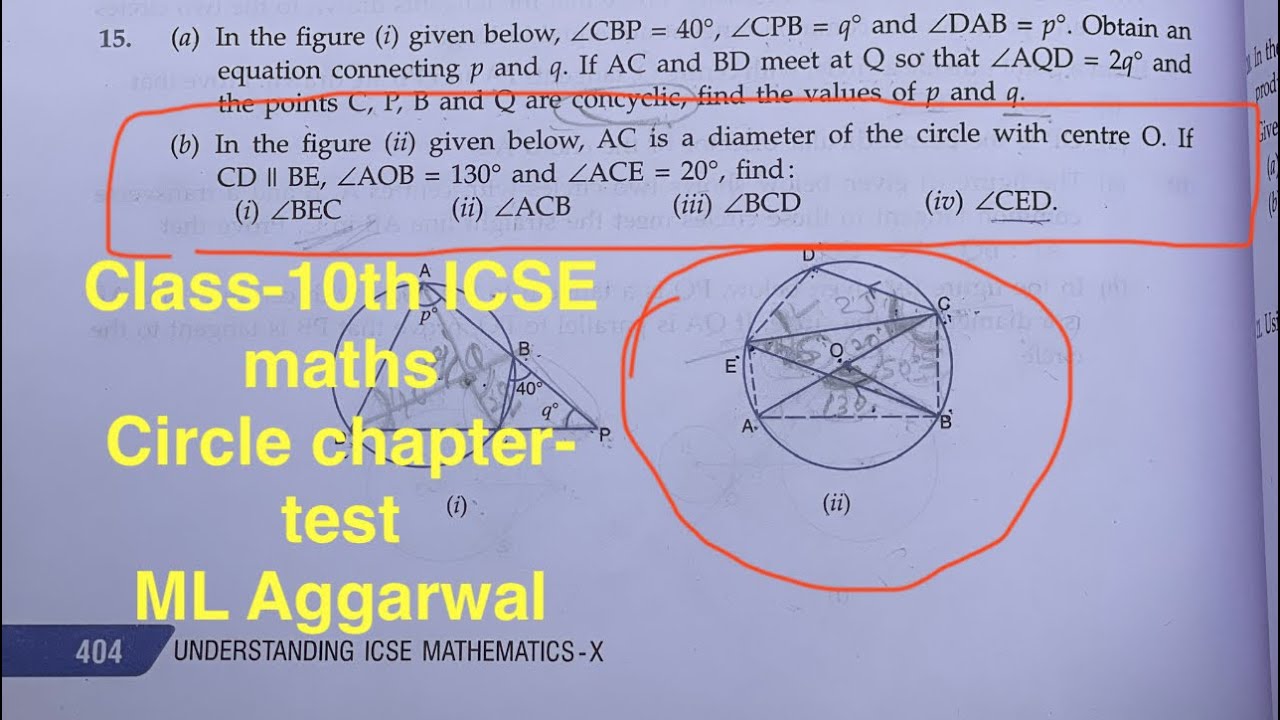 Class-10th #icse #maths #circle chapter-test | In the figure (ii) given below, AC is a diameter of 