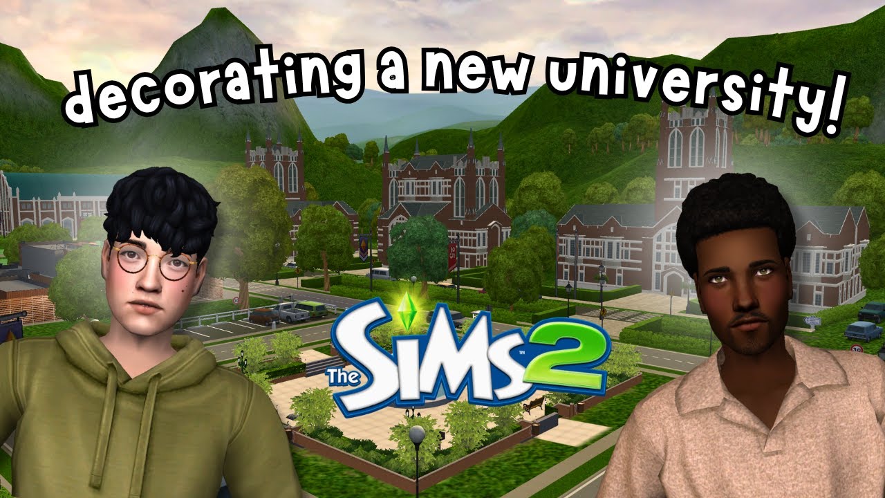 decorating a custom university in the sims 2! + novice builder attempts to build