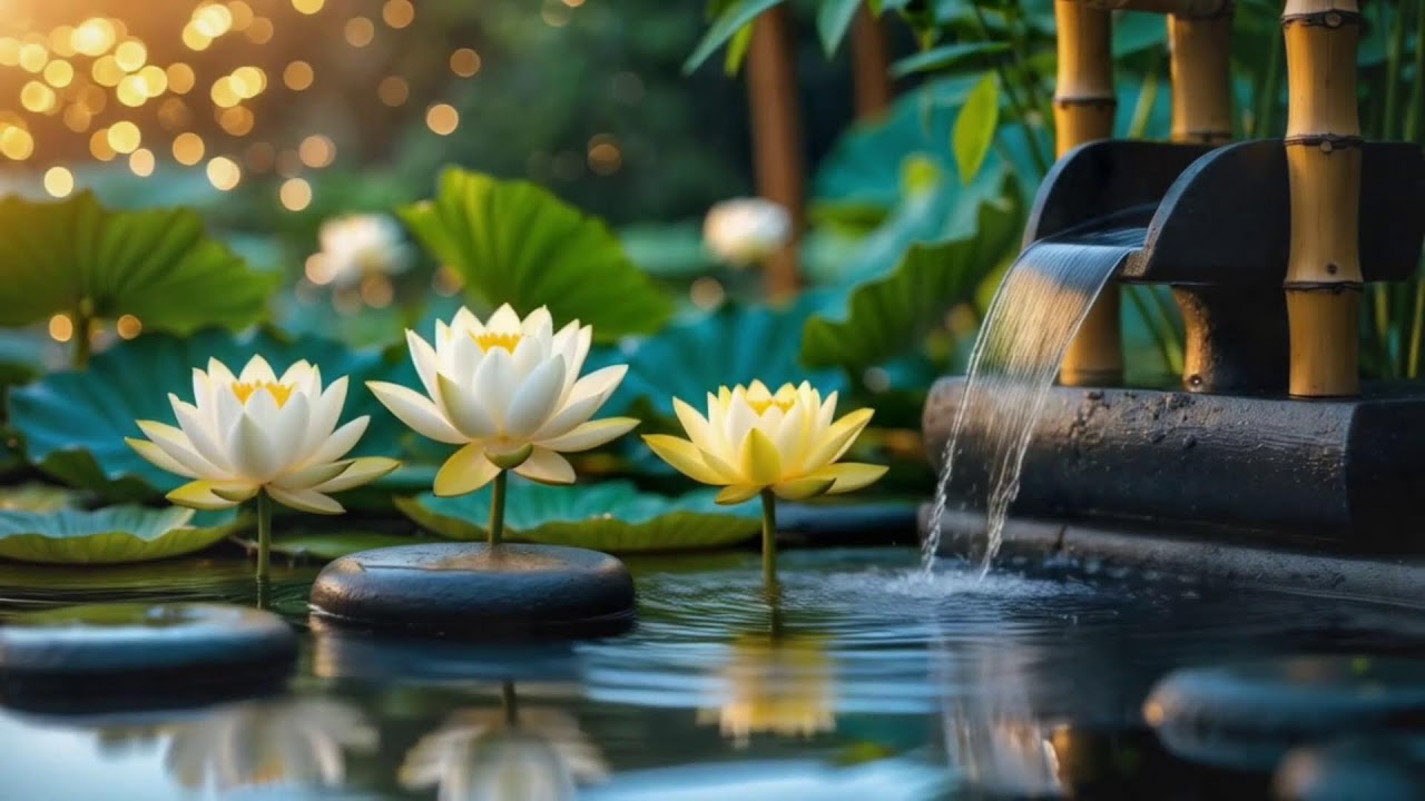 Peaceful Music to Relieve Stress & Anxiety Healing Piano + Bamboo Water, Deep Sleep