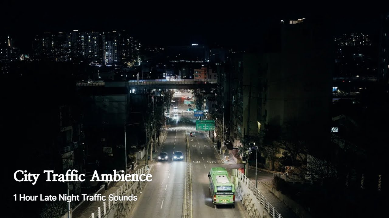 City Traffic Ambience | 1 Hour Late Night City Road Sounds (No Loop)