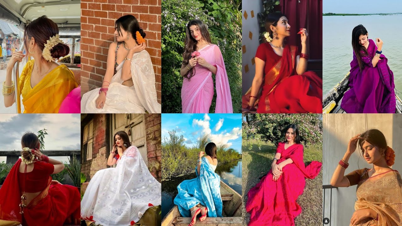 🌼Saree poses for girls💕Saree photoshoot ideas😍Saree dpz for whatsapp, insta, facebook🔥dp photo❤️