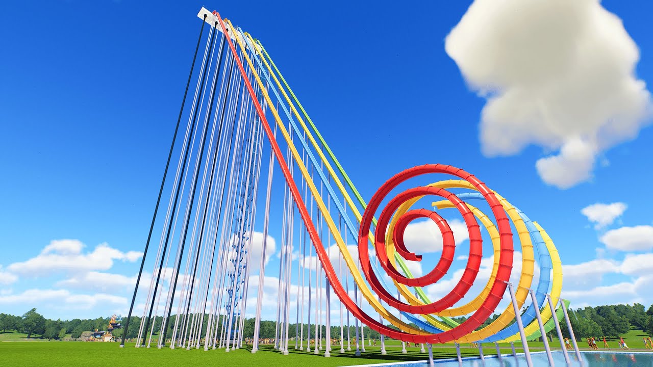1% vs 100% Spiral Loop Water Slide &ndash; Planet Coaster 2