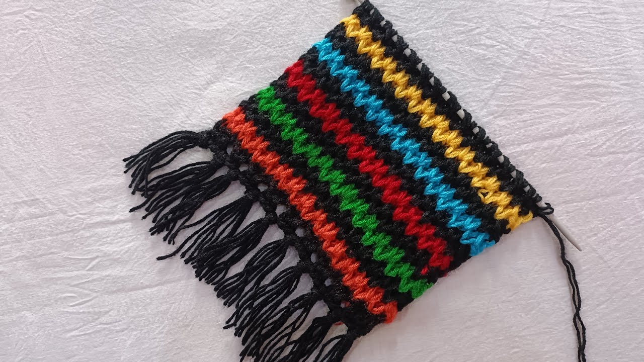 Muffler knitting design for ladies| multicolored design |&nbsp; woolen muffler design | मफलर डिजाइन