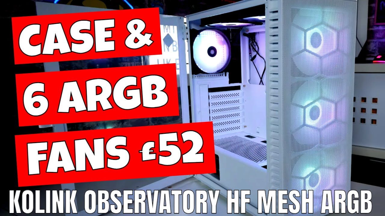 Kolink Observatory HF ATX MESH с 6 вентиляторами ARGB в комплекте, недорогой корпус с воздушным п...