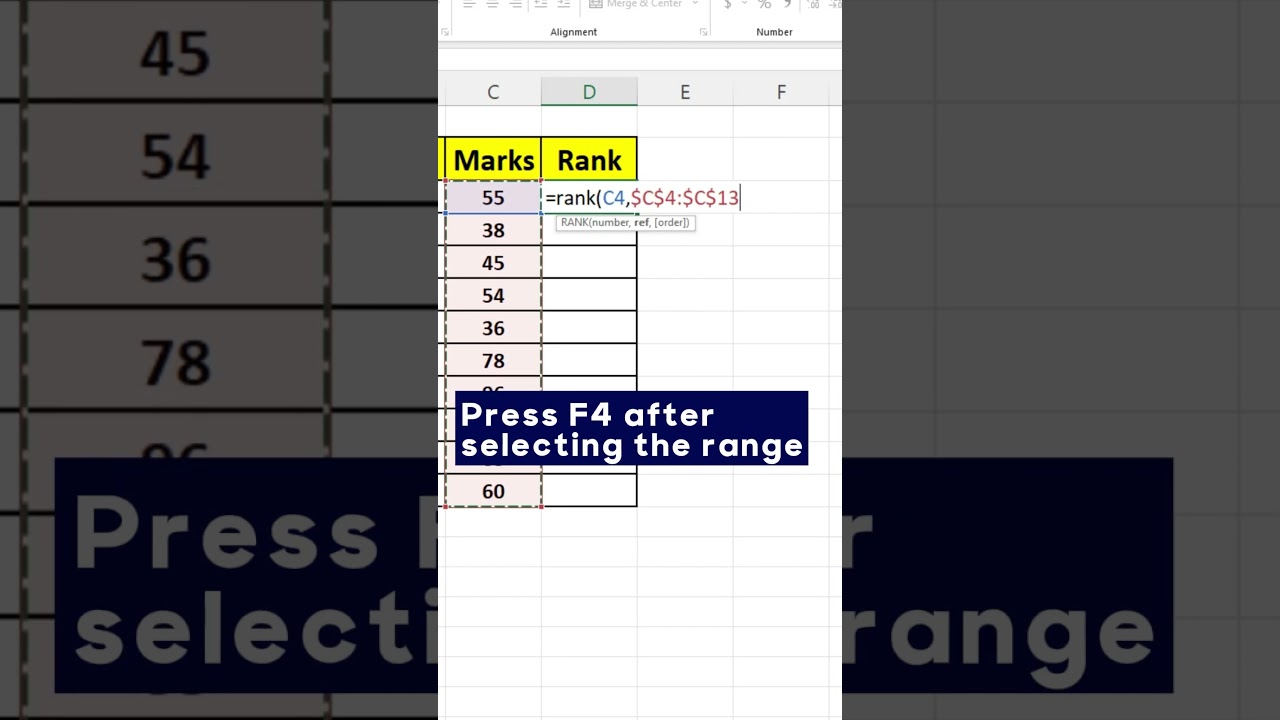 Rank Function in Excel - Ranking Data  #smartexcel
