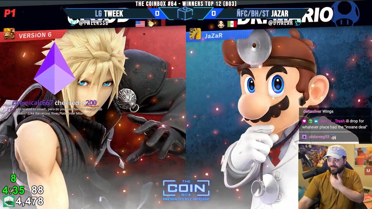 Tweek (Cloud, Diddy Kong) vs JaZaR (Dr. Mario) - Coinbox 64 | 07 Jun '23