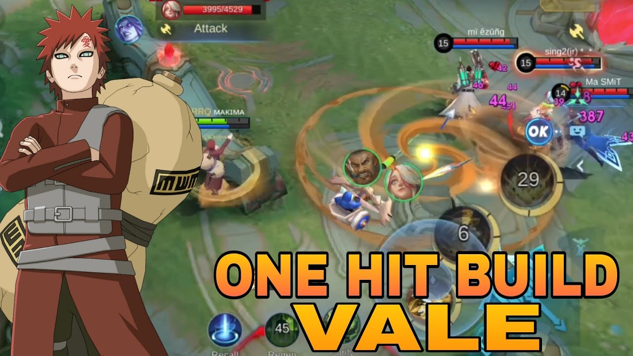 Vale Gaara Gameplay One Hit Build and Emblem !! Build Top Global 1 - MLBB