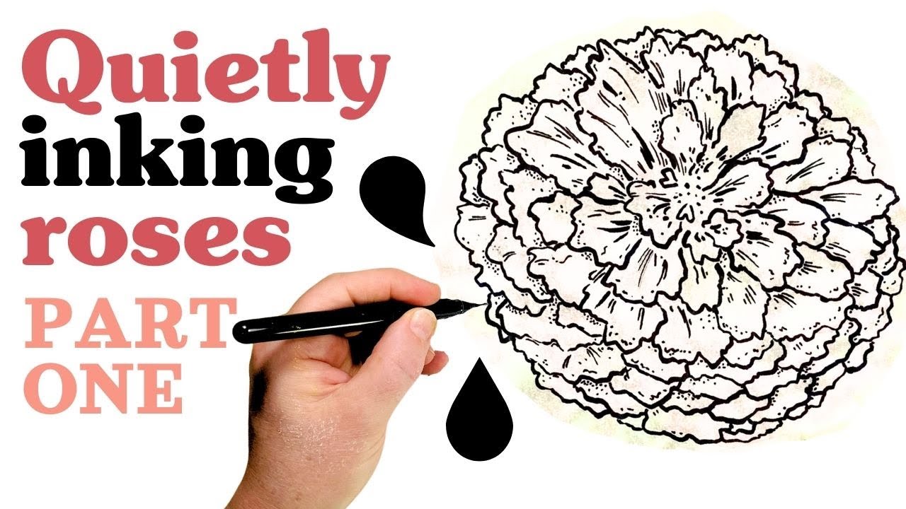 Quiet inking roses ✍️ Silent art stream drawing roses with real pens on real paper - traditional ink