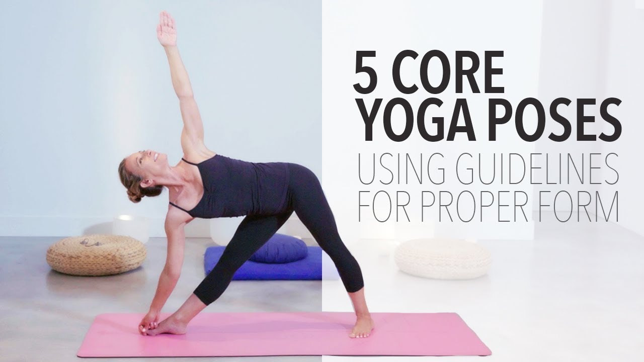 5 Core Yoga Poses - Using Guide Lines on Yoga Mat for Proper Alignment