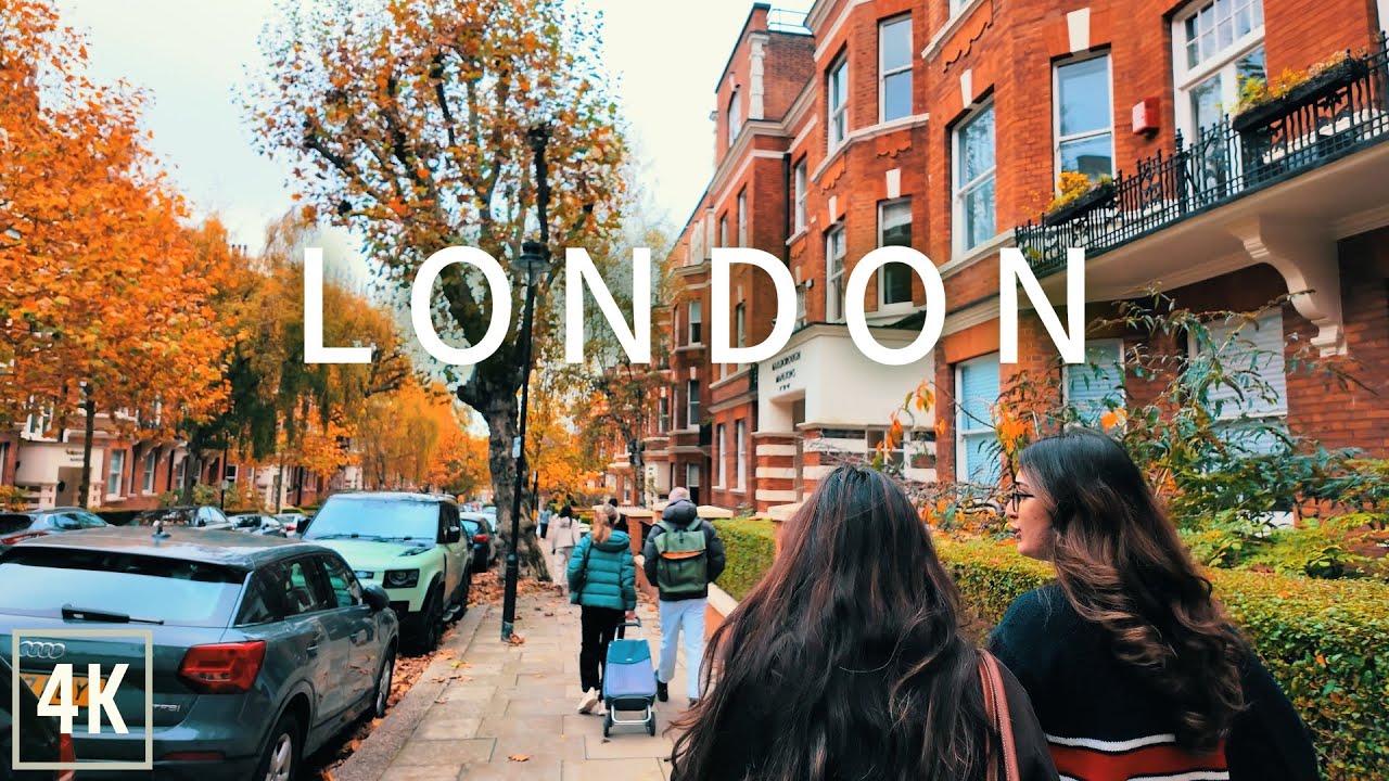 🍁 London Autumn Walk Through Beautiful Hampstead Village 4K