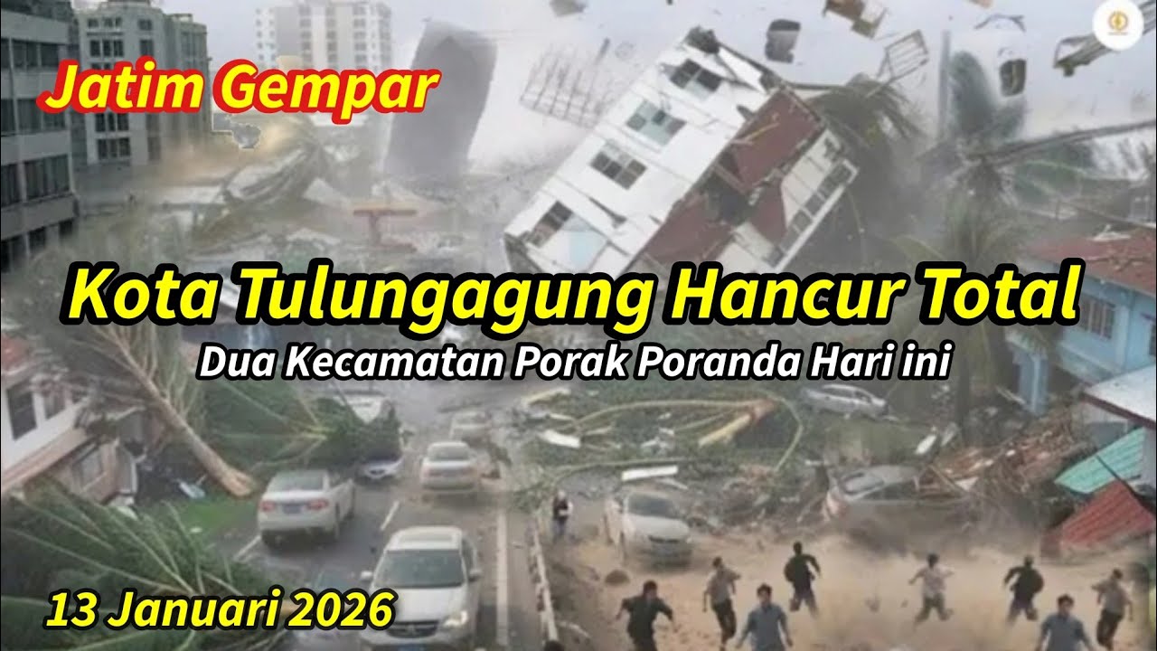 JATIM GEMPAR 13-1-2026! BARU SAJA BAK TORNADO SAPU KOTA TULUNGAGUNG, BADAI TULUNGAGUNG JAWA TIMUR