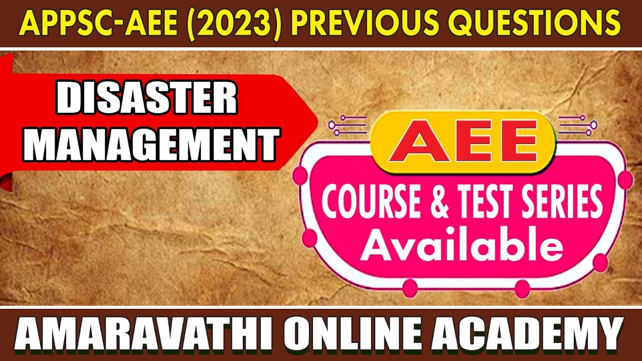 APPSC AEE-2023 DISASTER MANAGEMENT QUESTIONS||AMARAVTHI ONLINE ACADEMY||SANTHOSH SIR