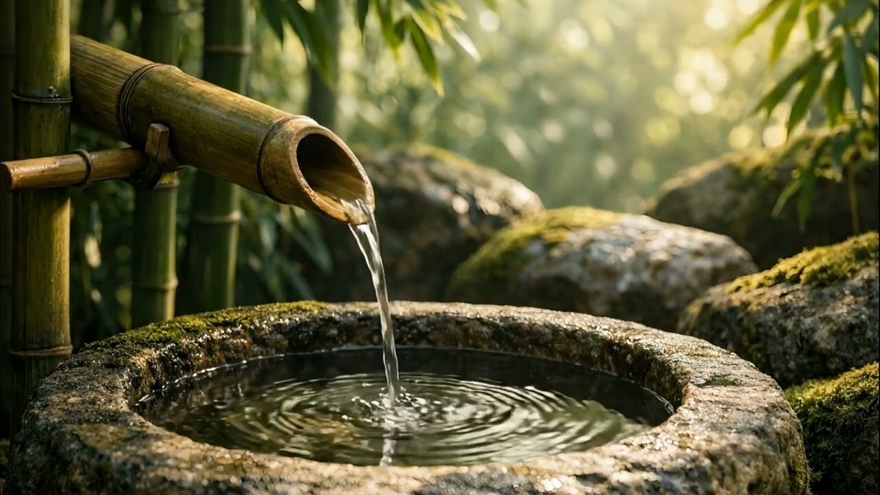 Relaxing Piano Music + Bamboo Water Sounds, Deep Sleep Music, Nature Sounds, Calm Music
