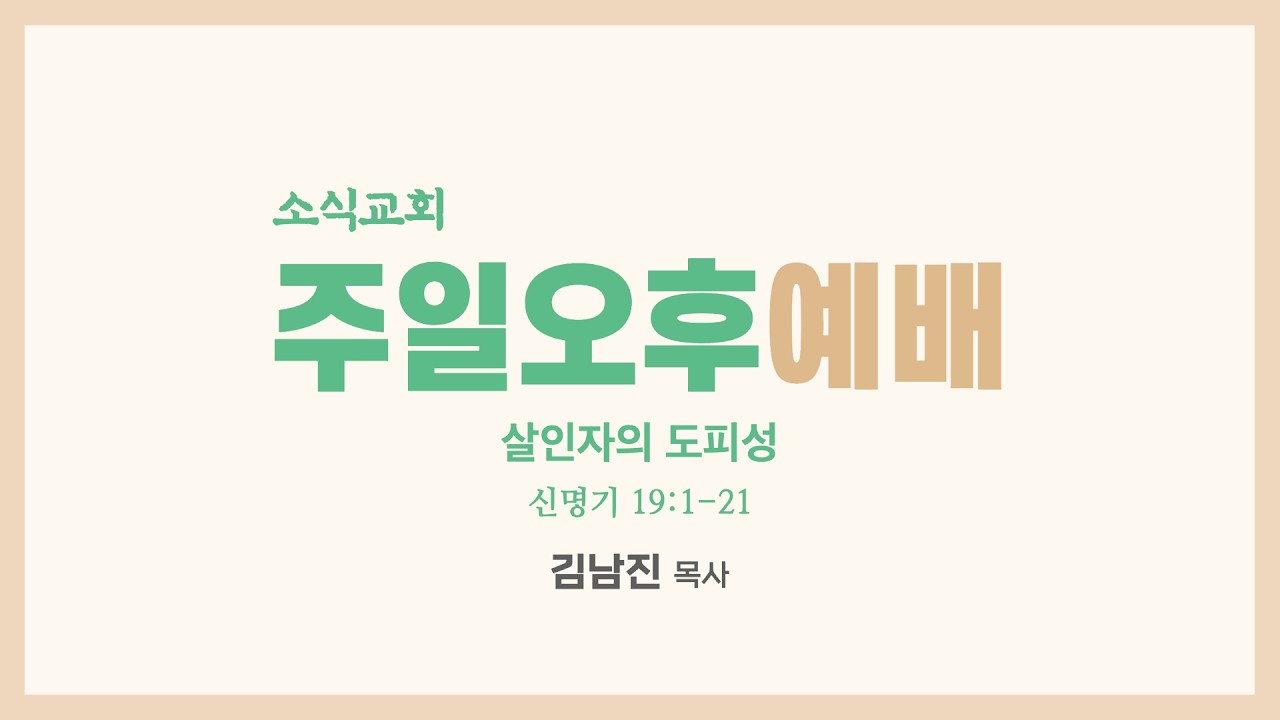신명기 강해 19 신명기 19:1-21 살인자의 도피성