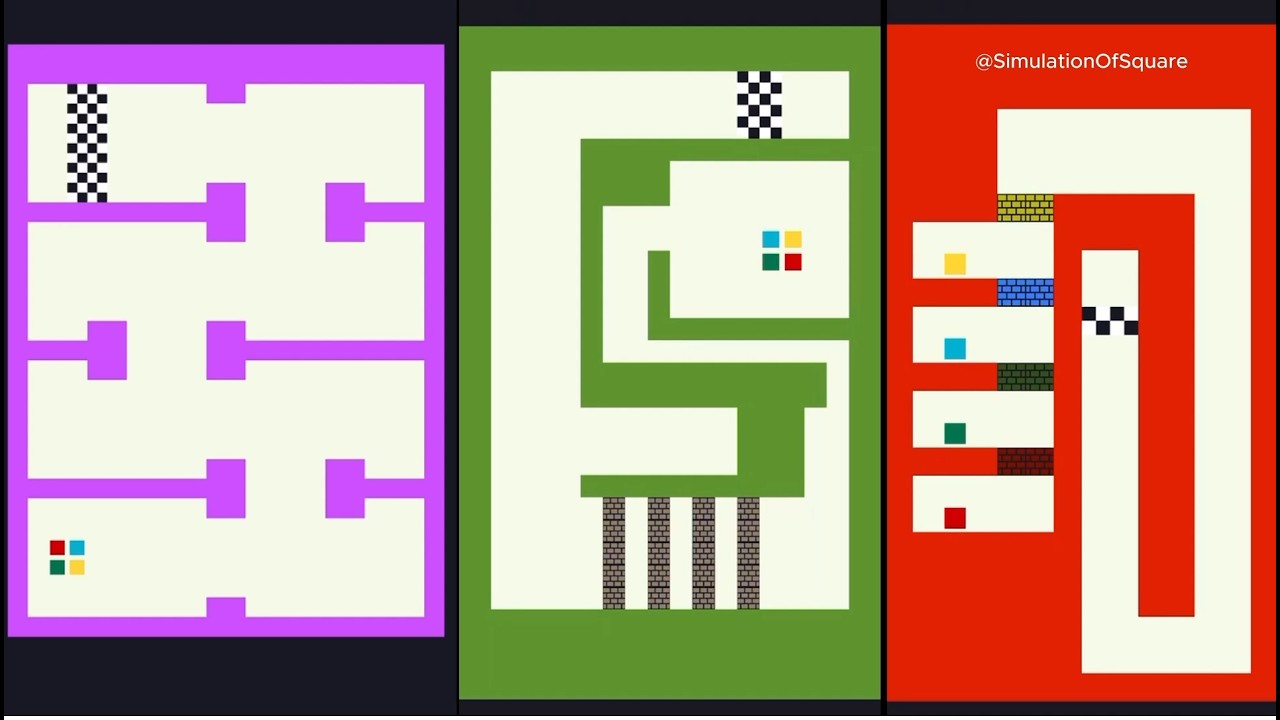 Best Of Square Race ​🟥🟦🟩🟨 (Part 1) #squarerace #squareracegame #satisfying