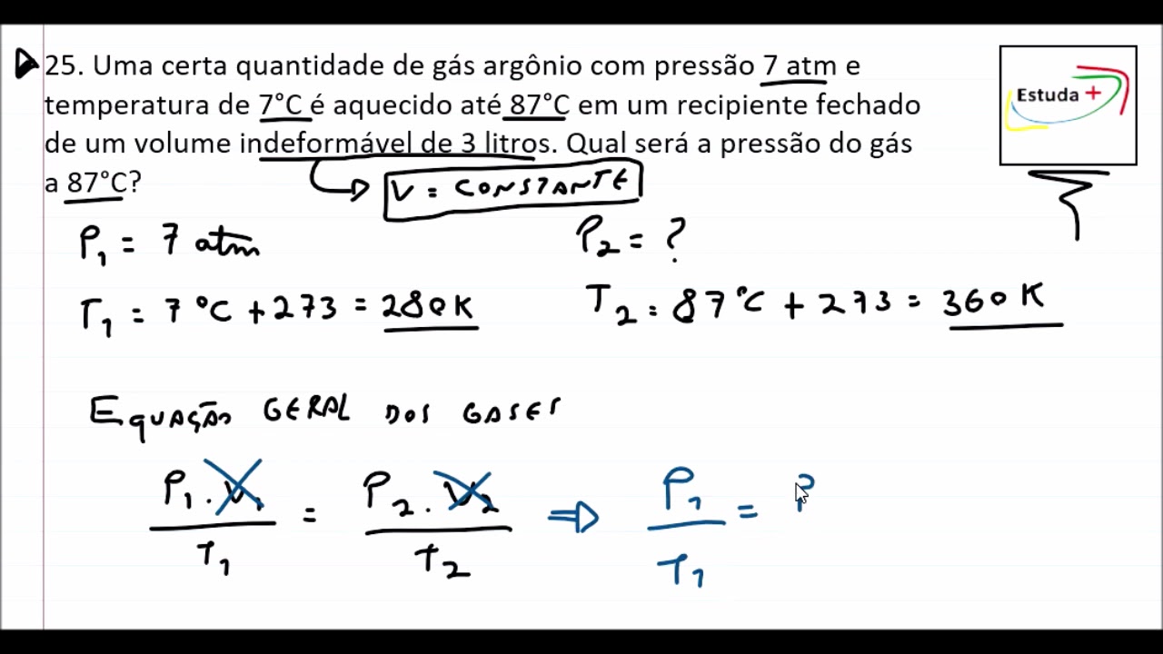 Como calcular a pressão de um gás em uma Isovolumétrica