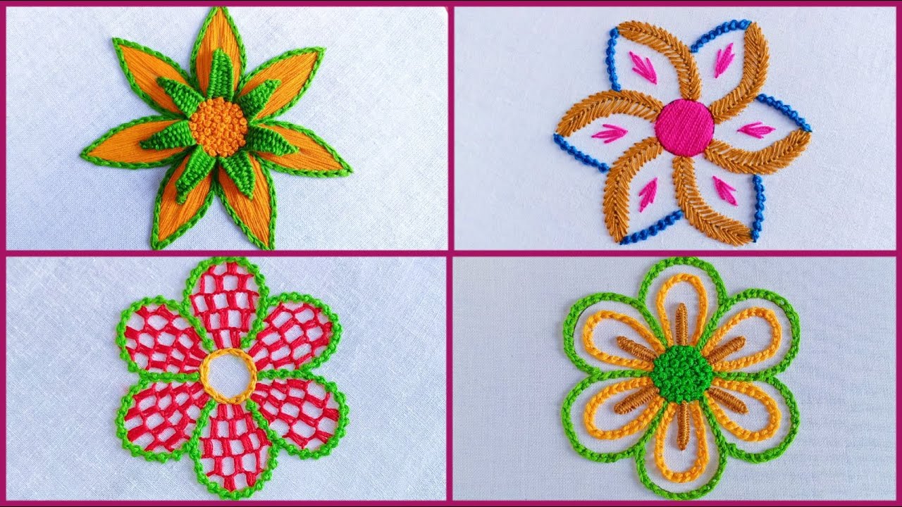 Amazing All over Flower Hand Embroidery Designs !! 4 (Four)All over Flower Design Stitches Tutorial