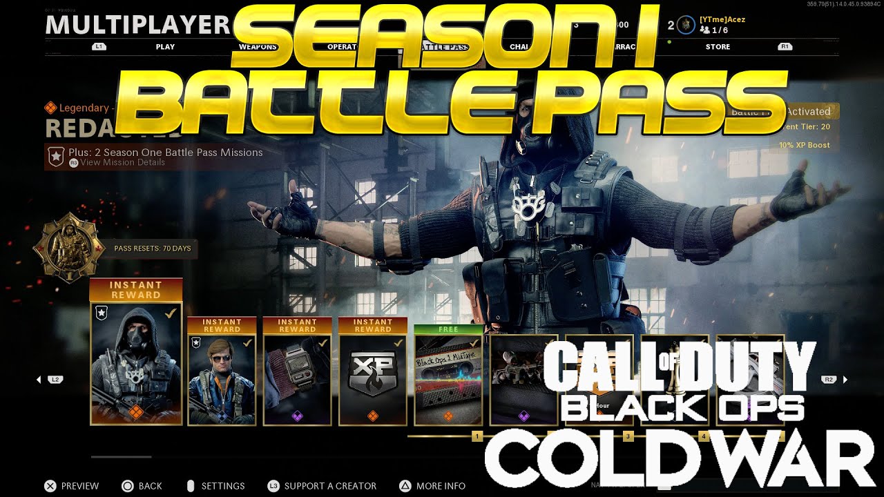 Black Ops : Cold War - SEASON 1 BATTLE PASS ALL 100 TIERS! SKINS, WEAPONS, AND COSMETICS!