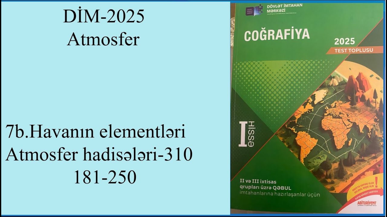 DİM 2025 7b Atmosfer Havanın elementləri Atmosfer hadisələri 310  181 250