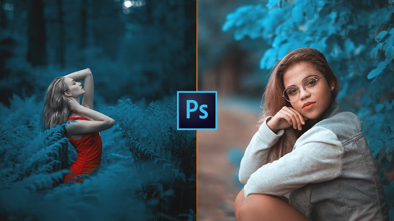 Cyan Blue Leaf Color Grading Effect Photoshop Tutorial | Photo Effect