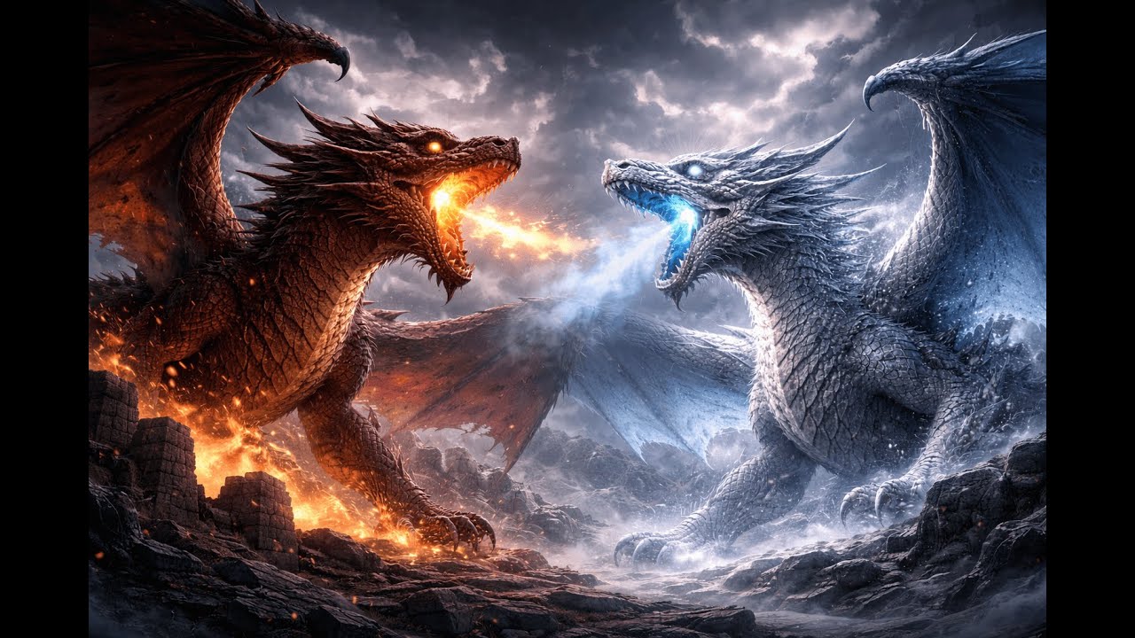 Y Ddraig Goch a’r Ddraig Wen (The Red Dragon and the White) Welsh folk Legend