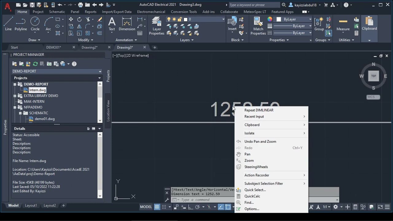 Dimensions in AutoCAD electrical
