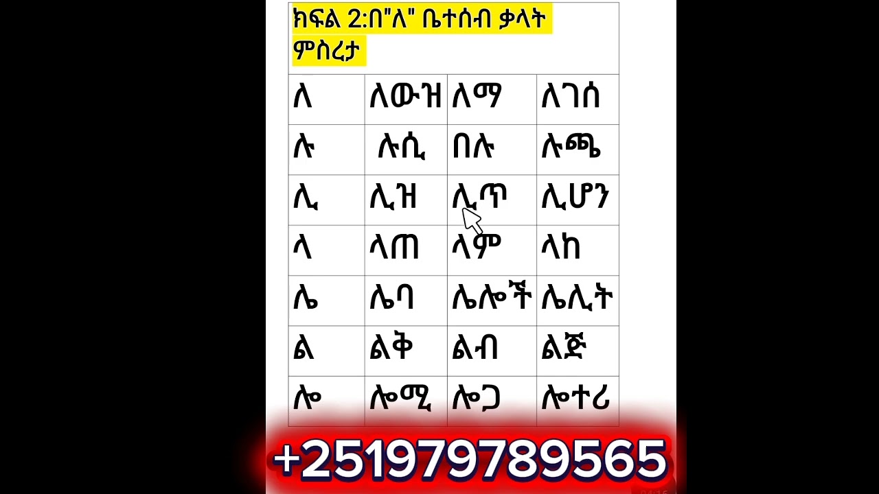 የ አማርኛ ቃላት ምስረታ በ ለ ቤተሰቦች 